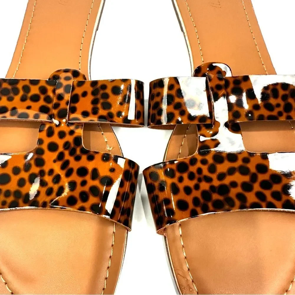 J. Crew Animal Leopard Print Flat Sandals Sz 10